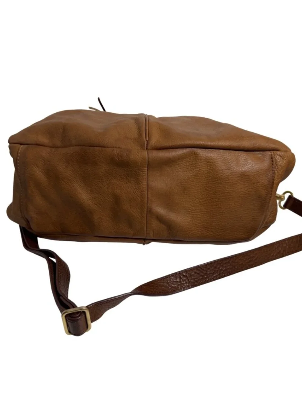 Cynthia Rowley Tan Leather Shoulder Bag + Adjust Strap Zipper Pockets + Tassel